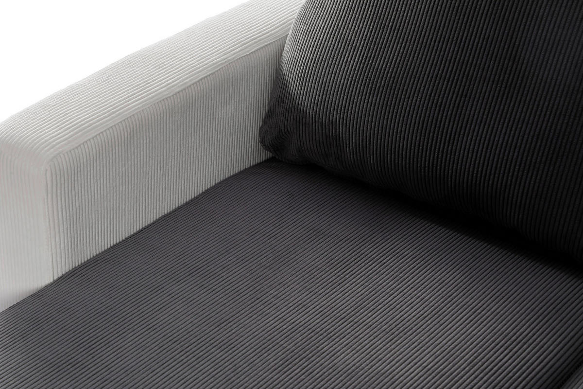 ECKSOFA Dunkelgrau Cord  - Dunkelgrau/Schwarz, Design, Kunststoff/Textil (198/135cm) - P & B
