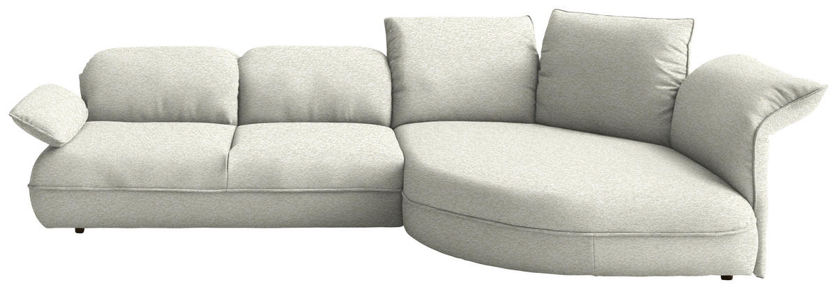 ECKSOFA Chenille Creme  - Creme/Schwarz, Design, Kunststoff/Textil (343/154cm) - Koinor