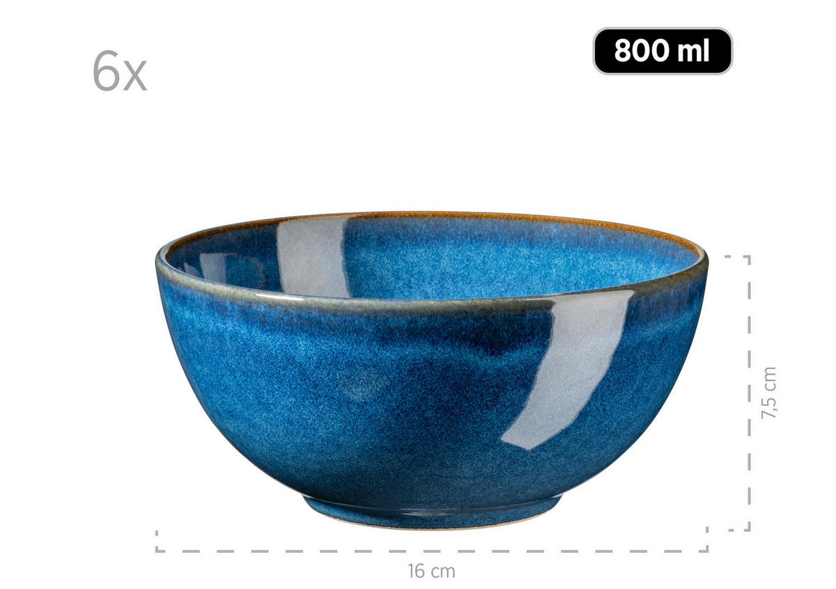 FRÜHSTÜCKSSERVICE Ossia 18-teilig  - Blau, Basics, Keramik (37,7/36,5/37,5cm) - Mäser
