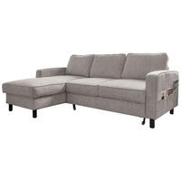 ECKSOFA in Struktur Grauweiss  - Schwarz/Grauweiss, Holz/Textil (148/228cm) - MID.YOU