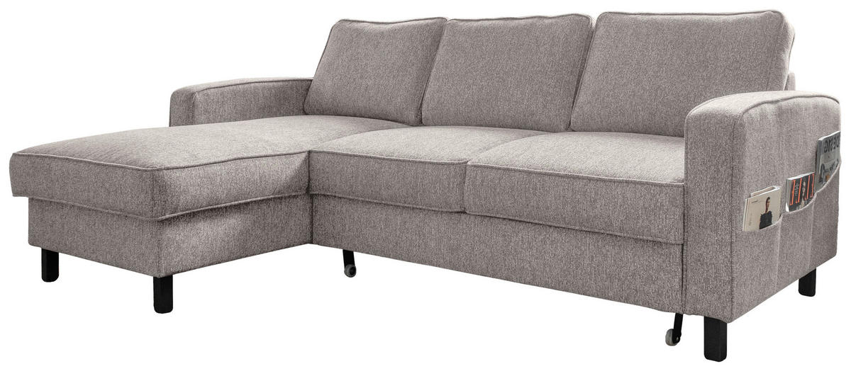 ECKSOFA in Struktur Grauweiss  - Schwarz/Grauweiss, Holz/Textil (148/228cm) - MID.YOU