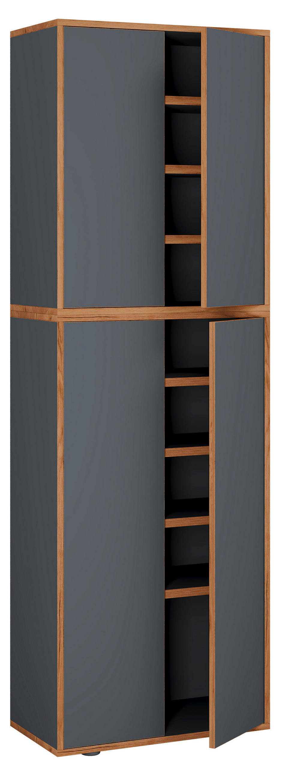 SCHUHSCHRANK  in 60/183/33 cm  - Honigeiche/Anthrazit, Design, Holzwerkstoff/Kunststoff (60/183/33cm) - MID.YOU