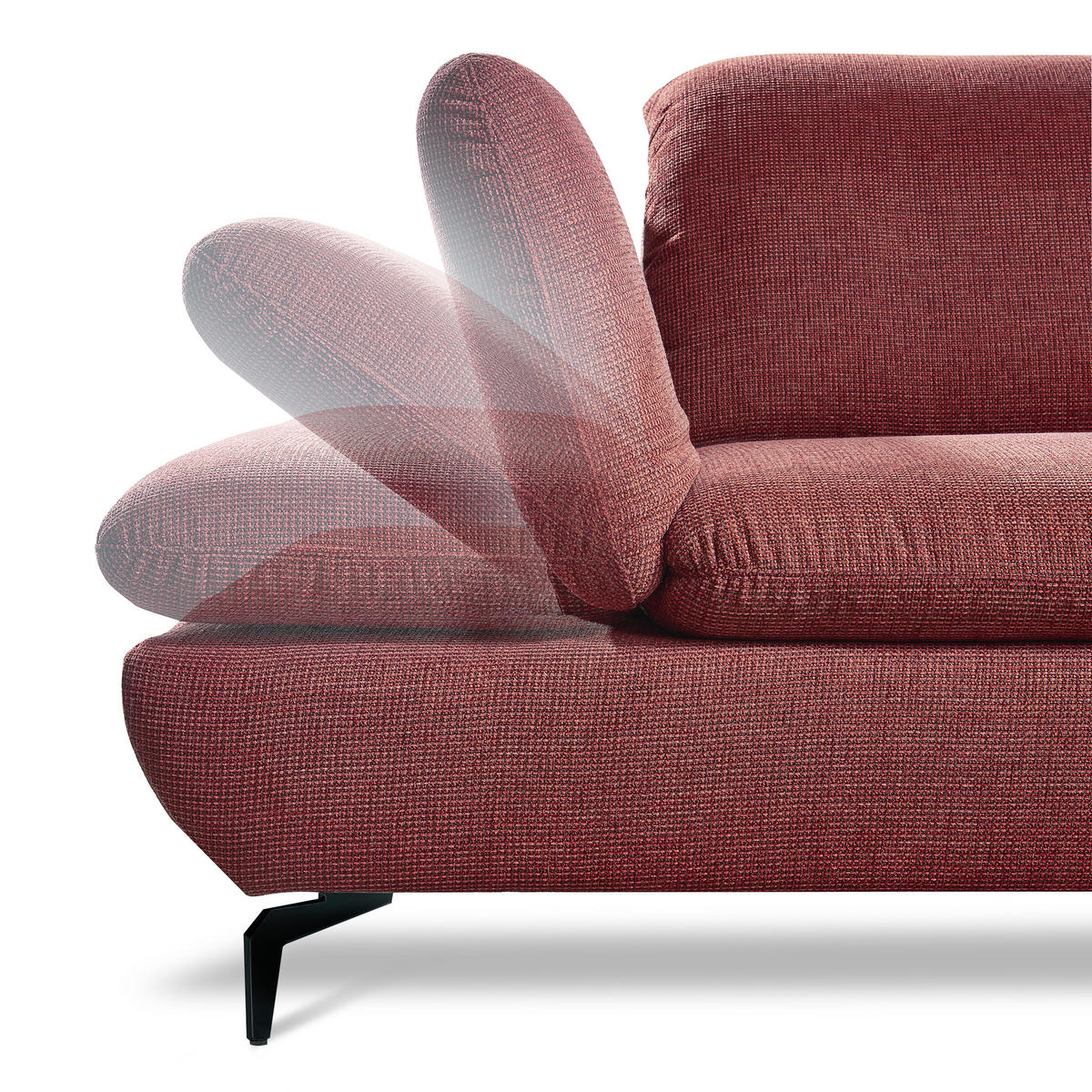 ECKSOFA Rot Chenille  - Silberfarben/Rot, Design, Textil/Metall (315/200cm) - Chilliano