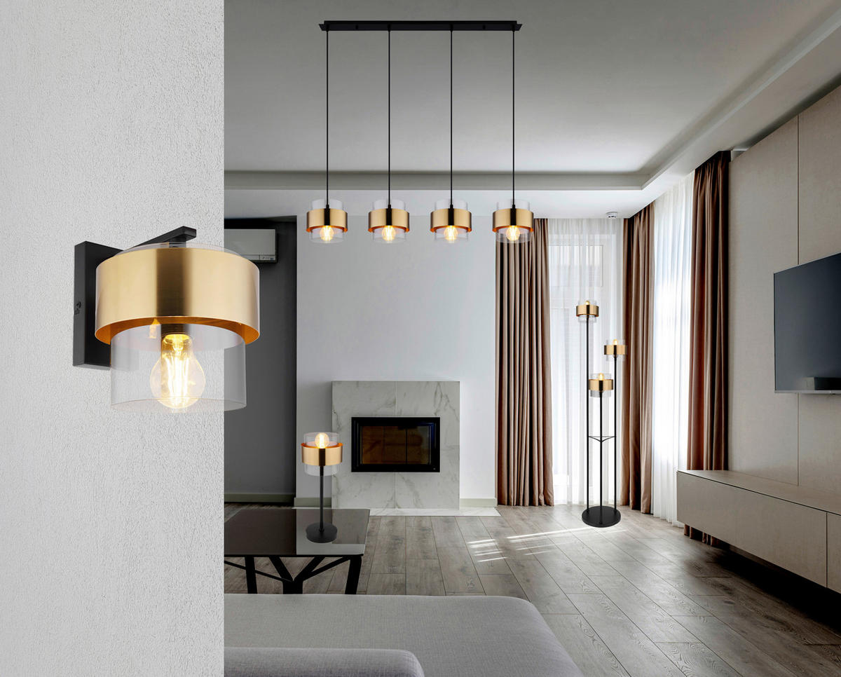 STEHLEUCHTE 43/167 cm   - Klar/Messingfarben, Design, Glas/Metall (43/167cm) - Globo