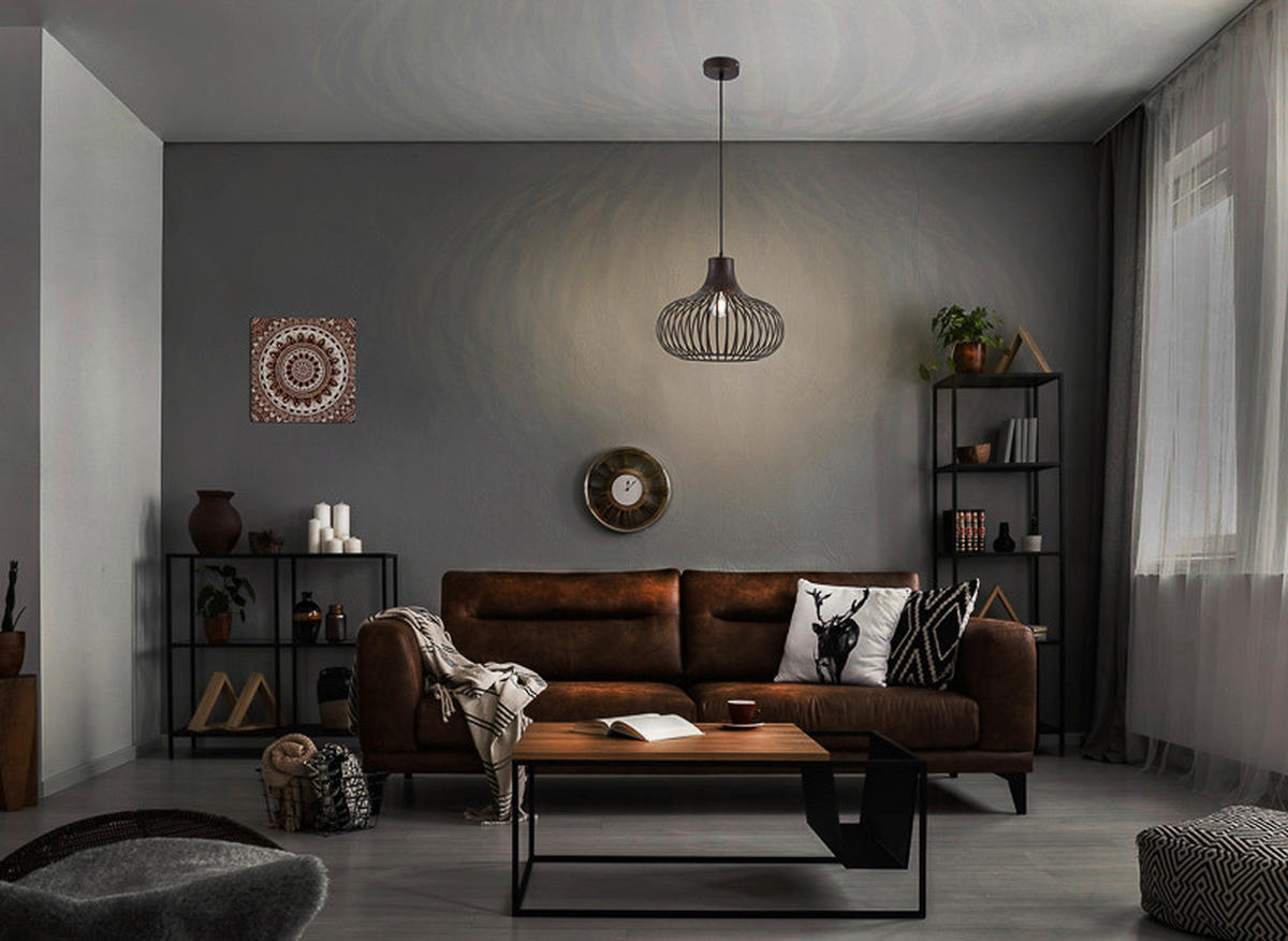 HÄNGELEUCHTE Mateo 40/150 cm  - Rostfarben, Design, Metall (40/150cm) - Globo