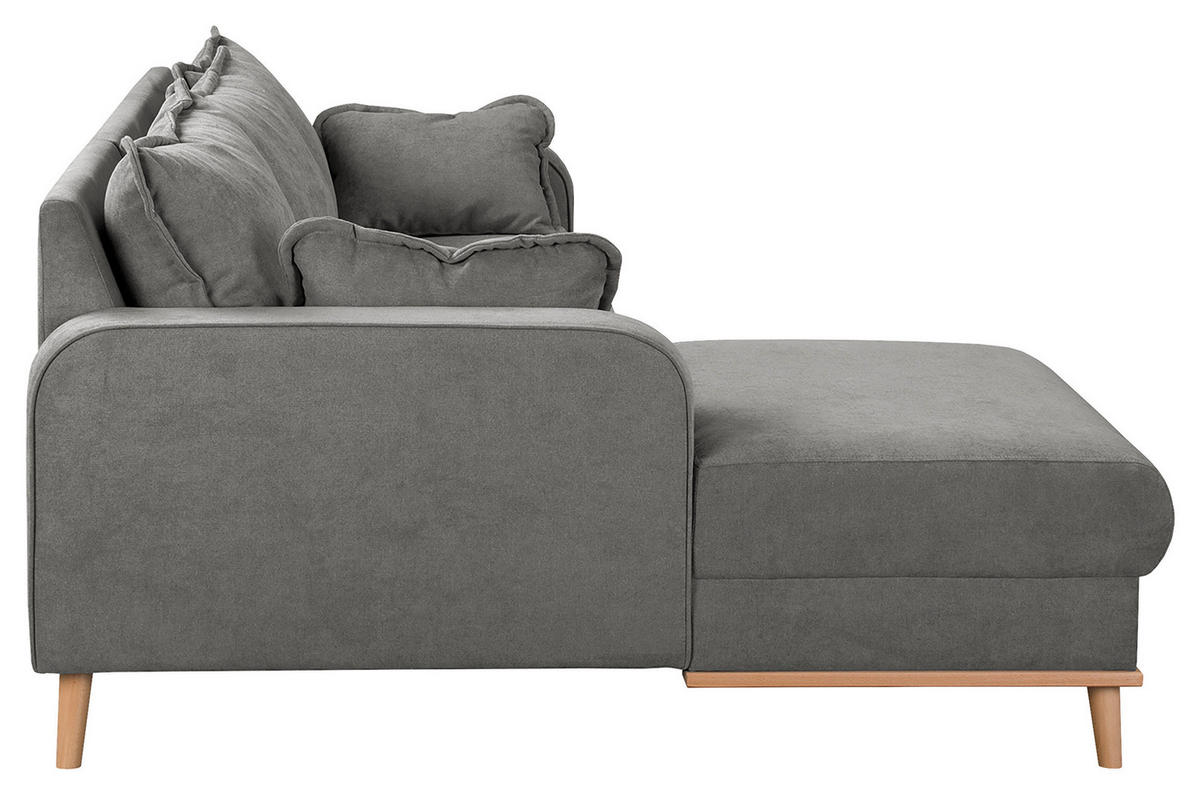 ECKSOFA in Mikrofaser Grau  150/230 cm  - Wengefarben/Grau, Design, Holz/Textil (150/230cm) - Livetastic