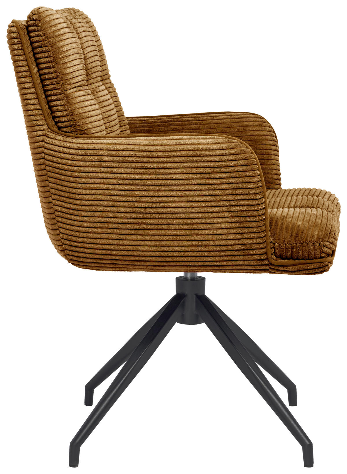 ARMLEHNSTUHL  Stoffauswahl, Sitzfläche 360° drehbar Cord  Rotbraun  - Rotbraun/Schwarz, Design, Textil/Metall (66/89/64cm) - Stylife