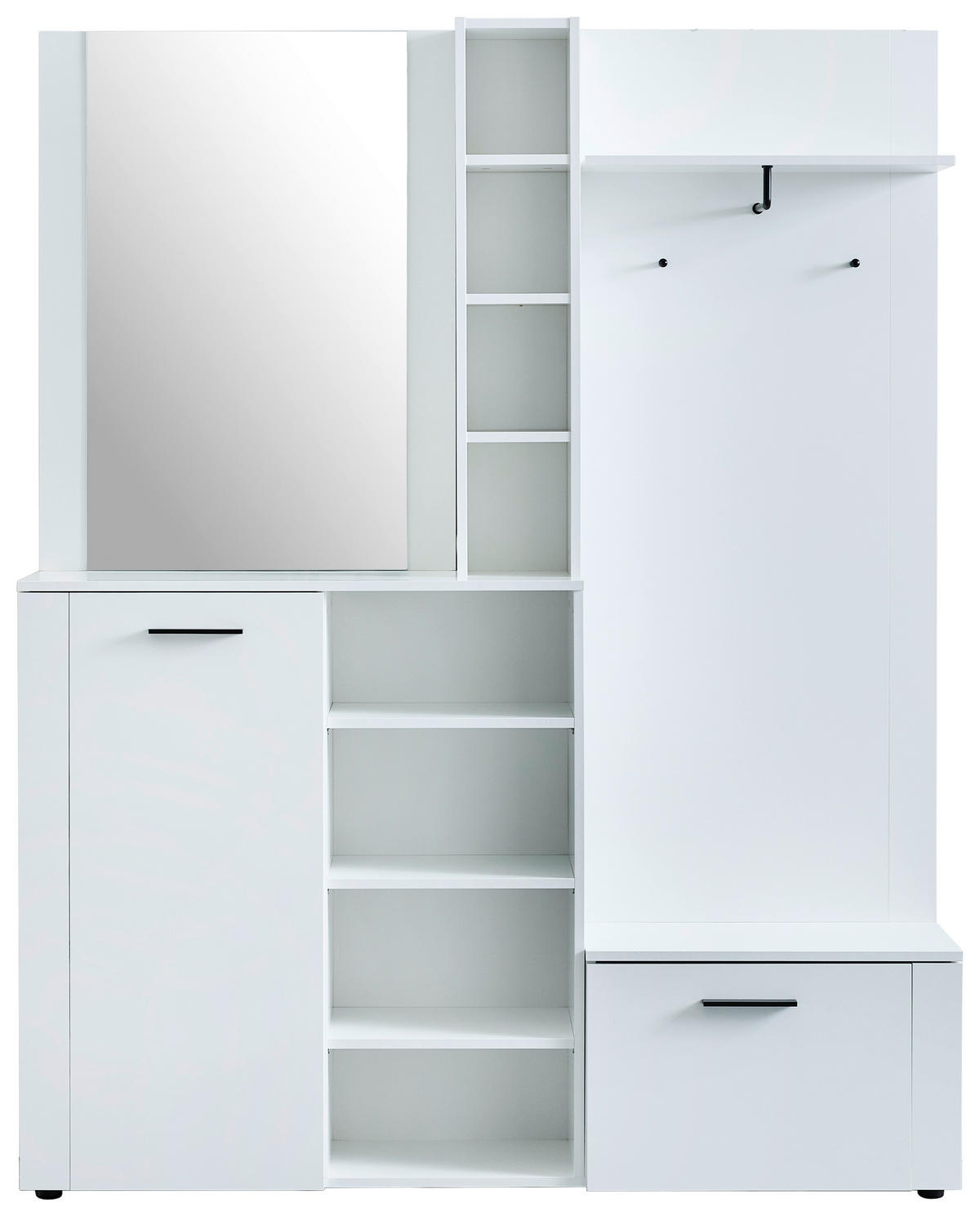 GARDEROBE 4-teilig  in 150/190/32 cm  - Weiß, Design, Glas/Holzwerkstoff (150/190/32cm) - MID.YOU