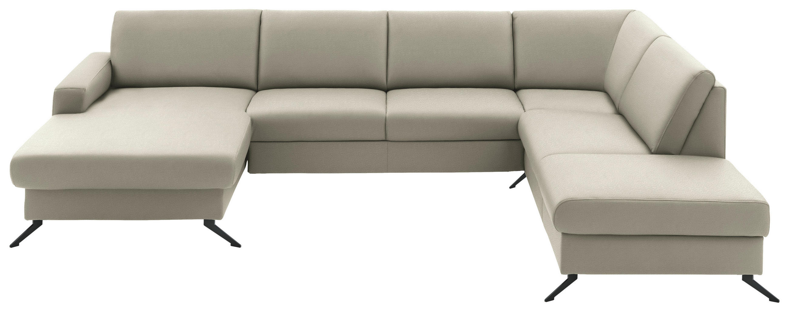 WOHNLANDSCHAFT in Echtleder Platinfarben  - Platinfarben/Schwarz, Design, Leder/Metall (165/339/233cm) - Beldomo Premium