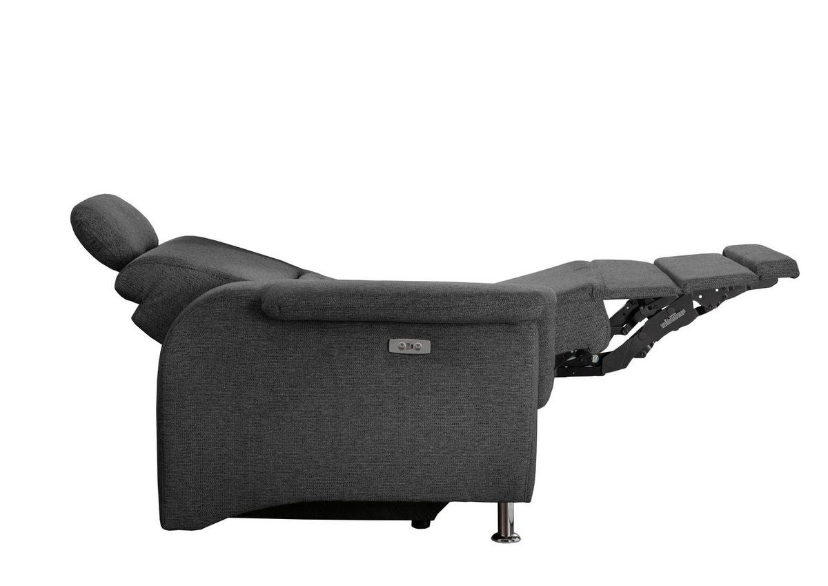 ECKSOFA in Chenille Anthrazit  - Chromfarben/Anthrazit, Konventionell, Textil/Metall (292/165cm) - Livetastic