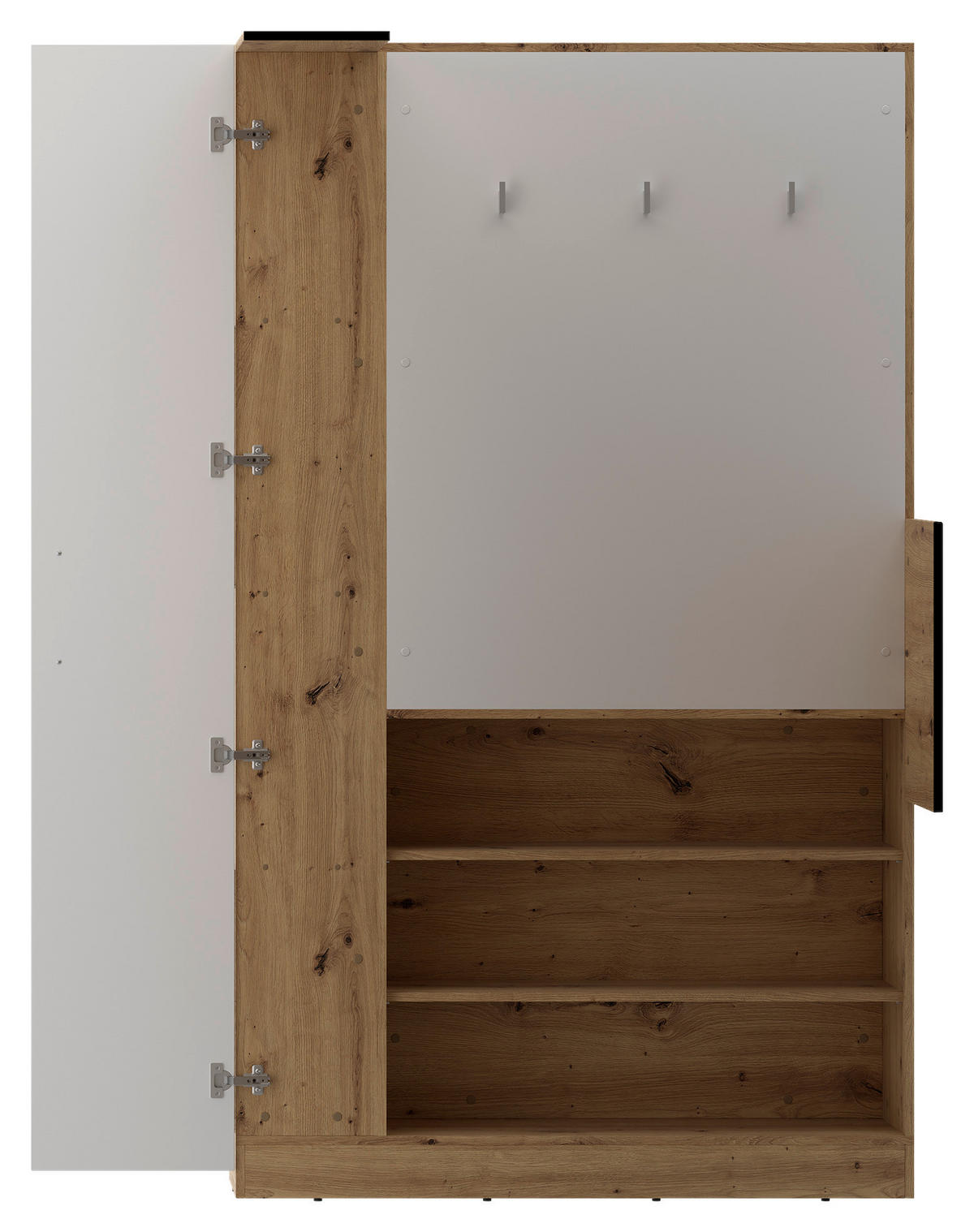 ECKSCHRANK 120/205/150 cm Weiß, Eiche Artisan  - Alufarben/Weiß, MODERN, Holzwerkstoff (120/205/150cm) - Ondega