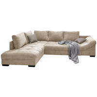 ECKSOFA in Cord Beige  - Beige/Schwarz, Design, Holz/Textil (202/298cm) - MID.YOU