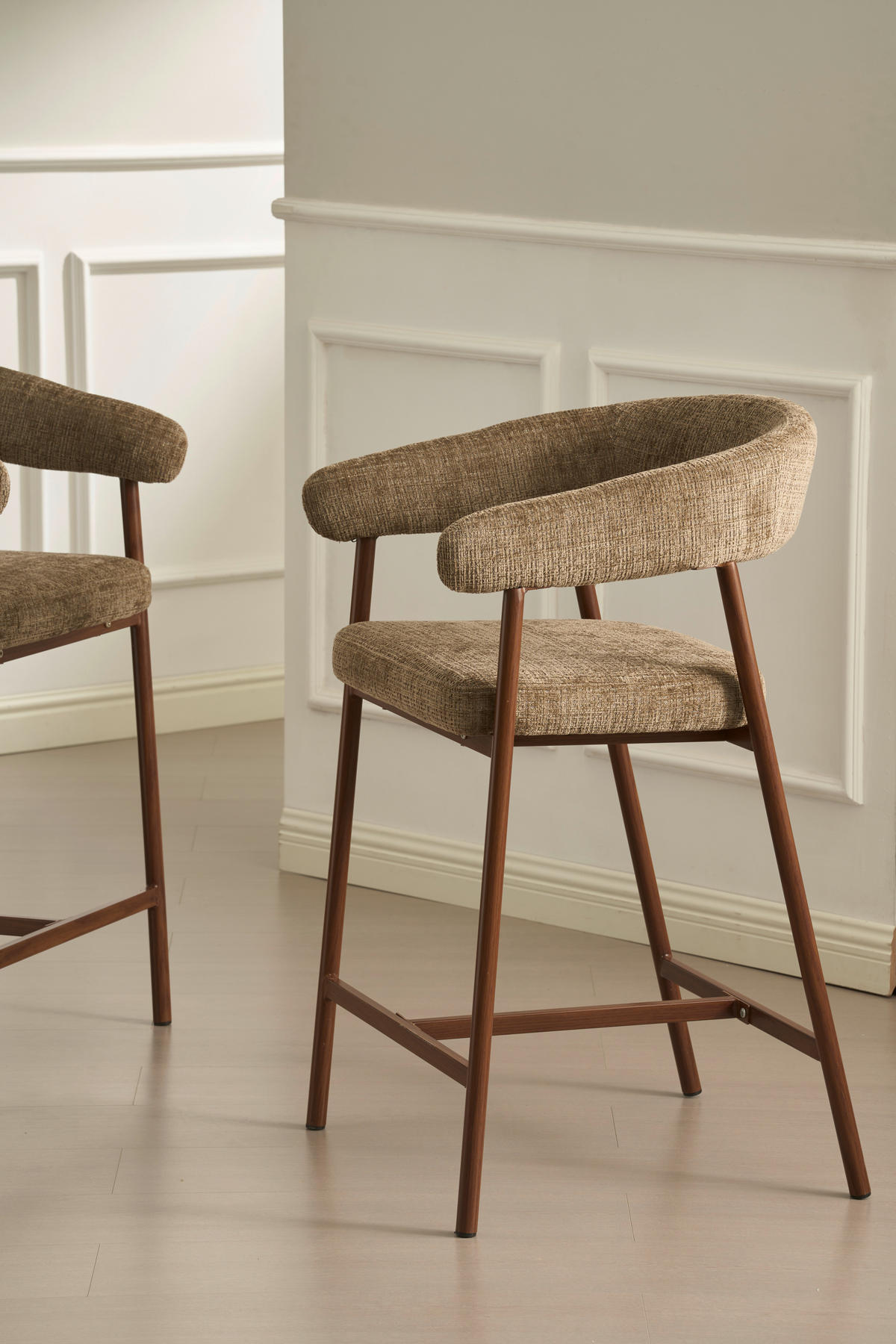 BARHOCKER in Braun, Walnussfarben  - Walnussfarben/Braun, MODERN, Holz/Textil (53/93/55cm) - Livetastic