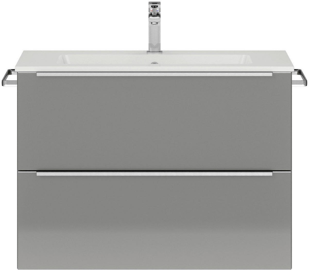 WASCHTISCHKOMBI 81 cm  - Schieferfarben/Edelstahlfarben, MODERN, Holzwerkstoff/Stein (81cm) - Nobilia