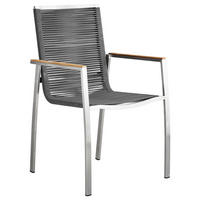 STAPELSESSEL Teakholz Edelstahl Edelstahlfarben, Dunkelgrau  - Edelstahlfarben/Dunkelgrau, Design, Holz/Textil (56/91/61cm) - Amatio