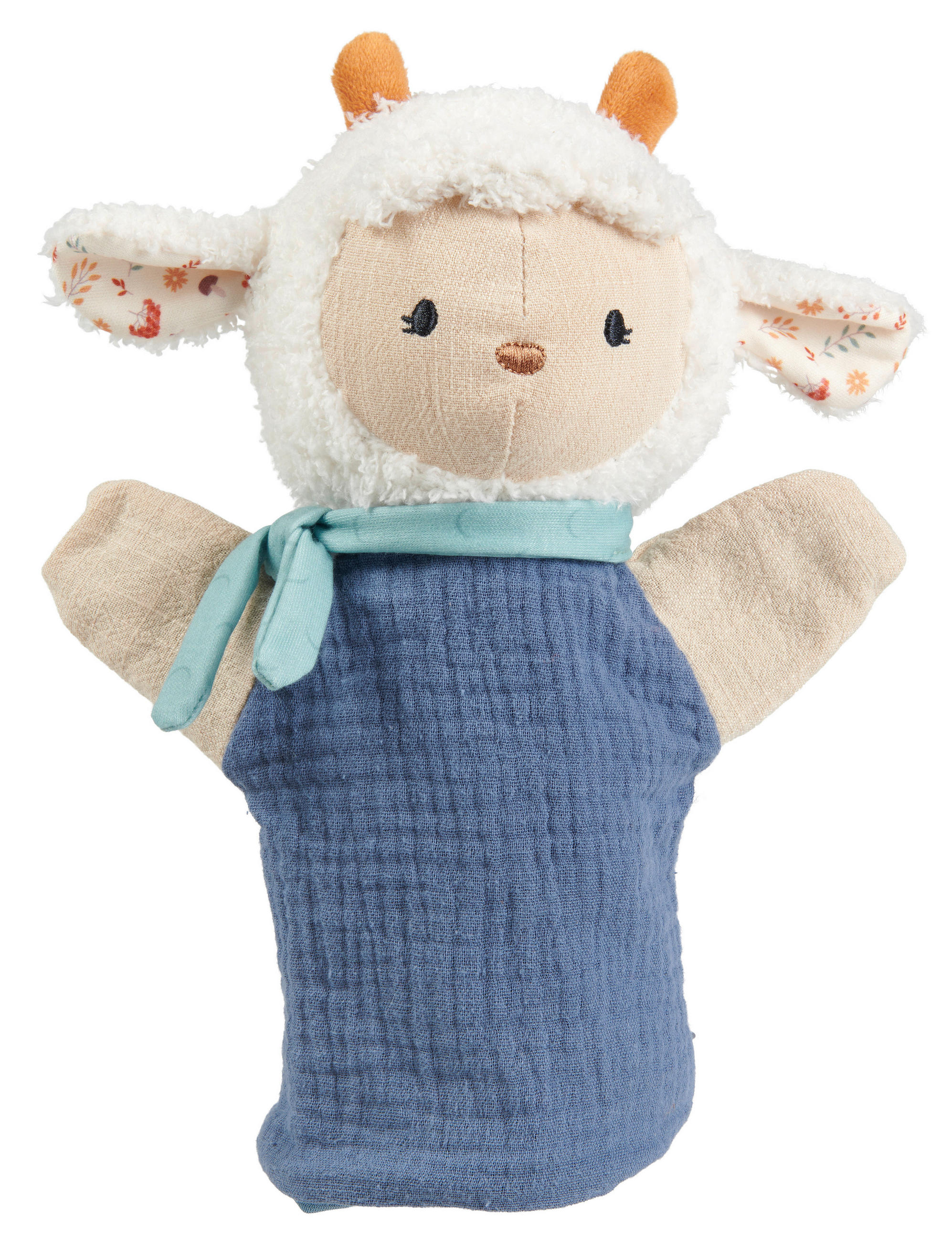 BÁBKA NA RUKU – ZVIERATKO - biela/tmavomodrá, Trend, textil (24/12/6cm) - Patinio