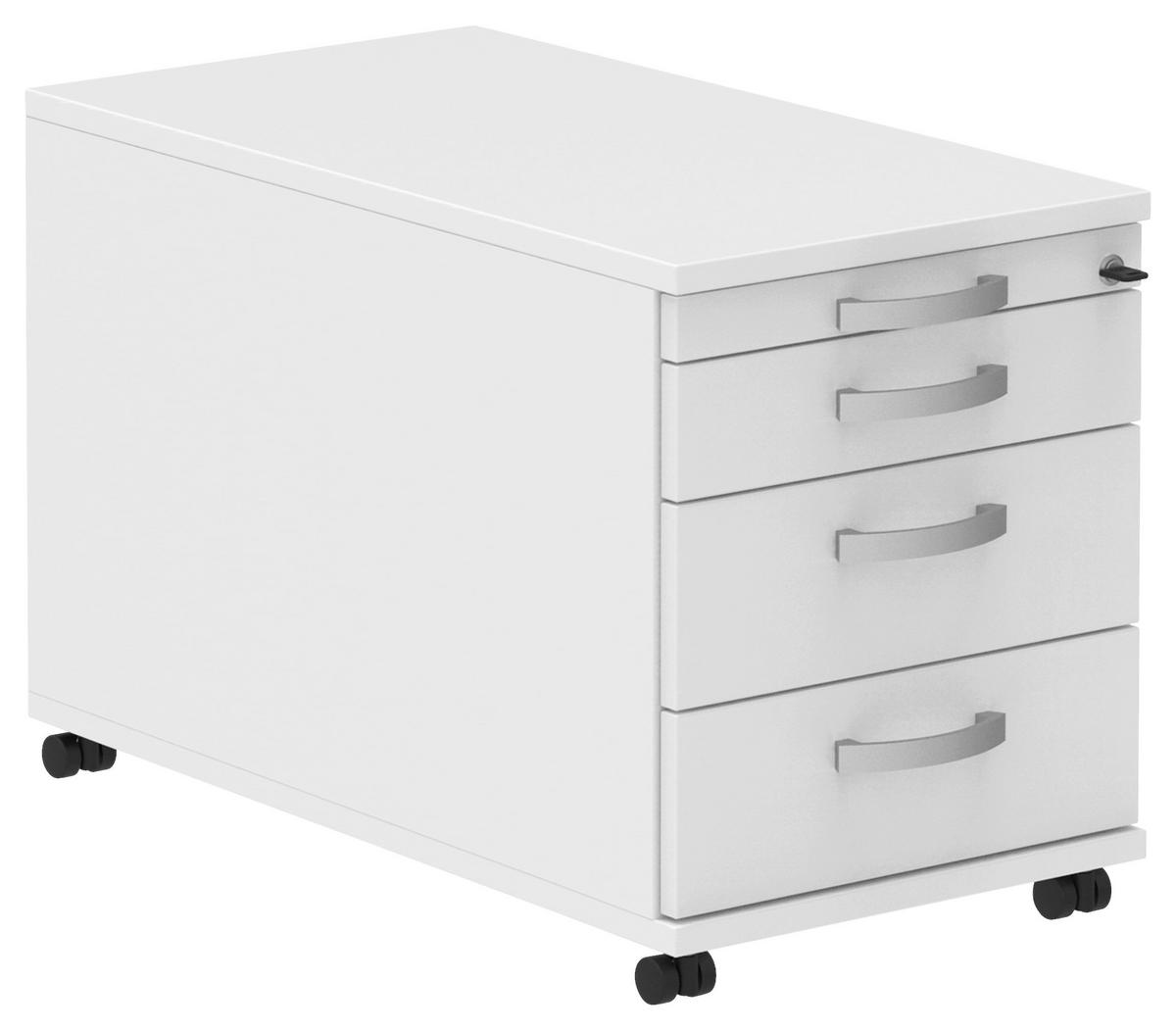 ROLLCONTAINER 42,7/54,4/80 cm  - Alufarben/Weiß, KONVENTIONELL, Holzwerkstoff/Metall (42,7/54,4/80cm) - Moderano