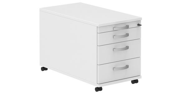 ROLLCONTAINER Weiß, Alufarben  - Alufarben/Weiß, KONVENTIONELL, Holzwerkstoff/Metall (42,7/54,4/80cm) - Moderano