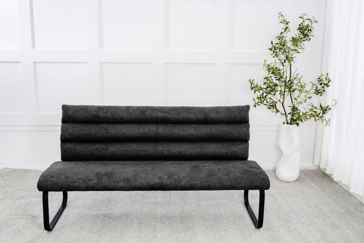 SITZBANK 180/94,5/70 cm Webstoff Anthrazit  - Anthrazit/Schwarz, Design, Textil/Metall (180/94,5/70cm) - Novel