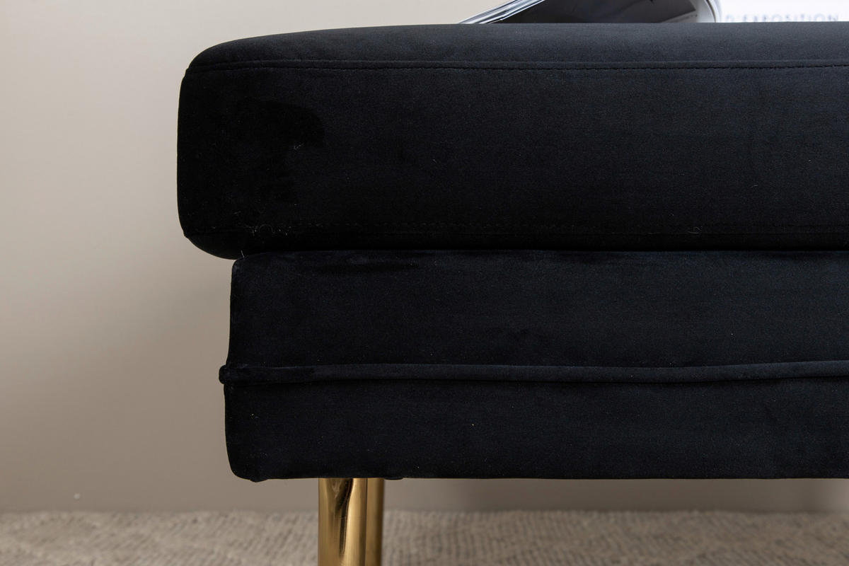 HOCKER Schwarz, Goldfarben  - Goldfarben/Schwarz, Design, Textil/Metall (90/49/70cm) - Livetastic