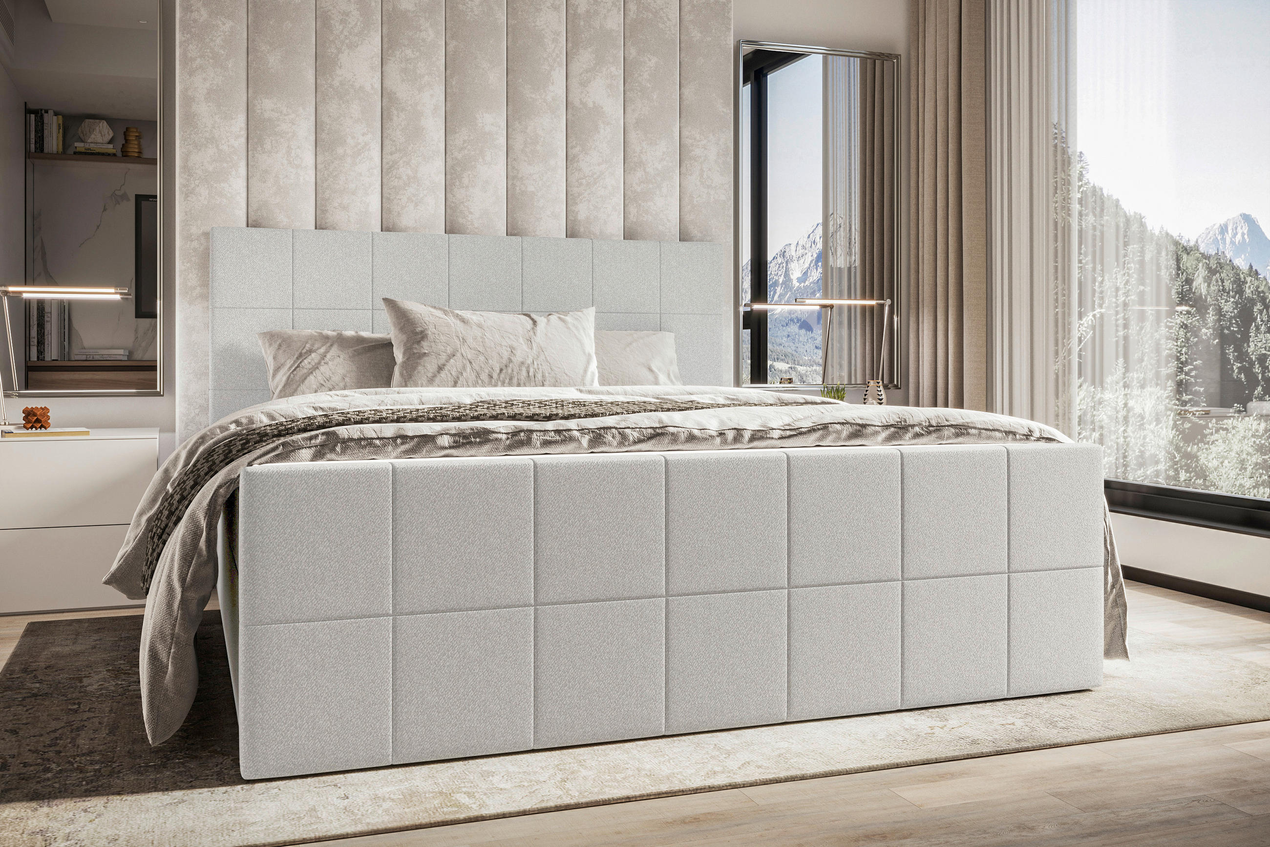 BOXBETT 160/200 cm  in Hellgrau  - Hellgrau, KONVENTIONELL, Kunststoff/Textil (160/200cm) - Boxxx