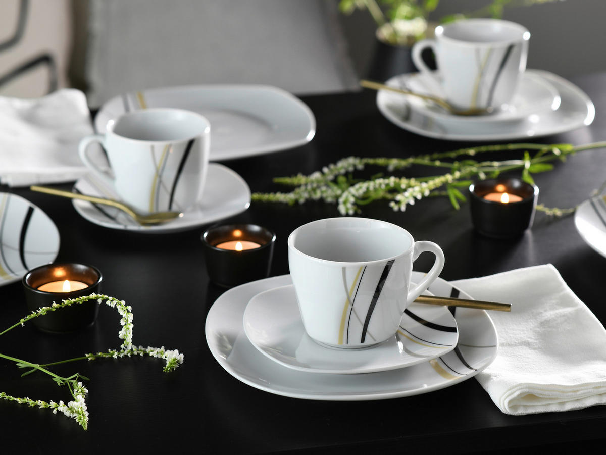 KOMPLETT SERVIS Square - City Line 62 delar  - vit, Trend, keramik - Creatable