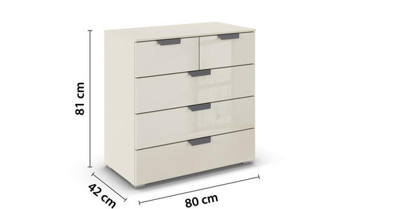 KOMMODE in 80/81/42 cm - Champagner/Dunkelgrau, Design, Glas/Holzwerkstoff (80/81/42cm) - Carryhome