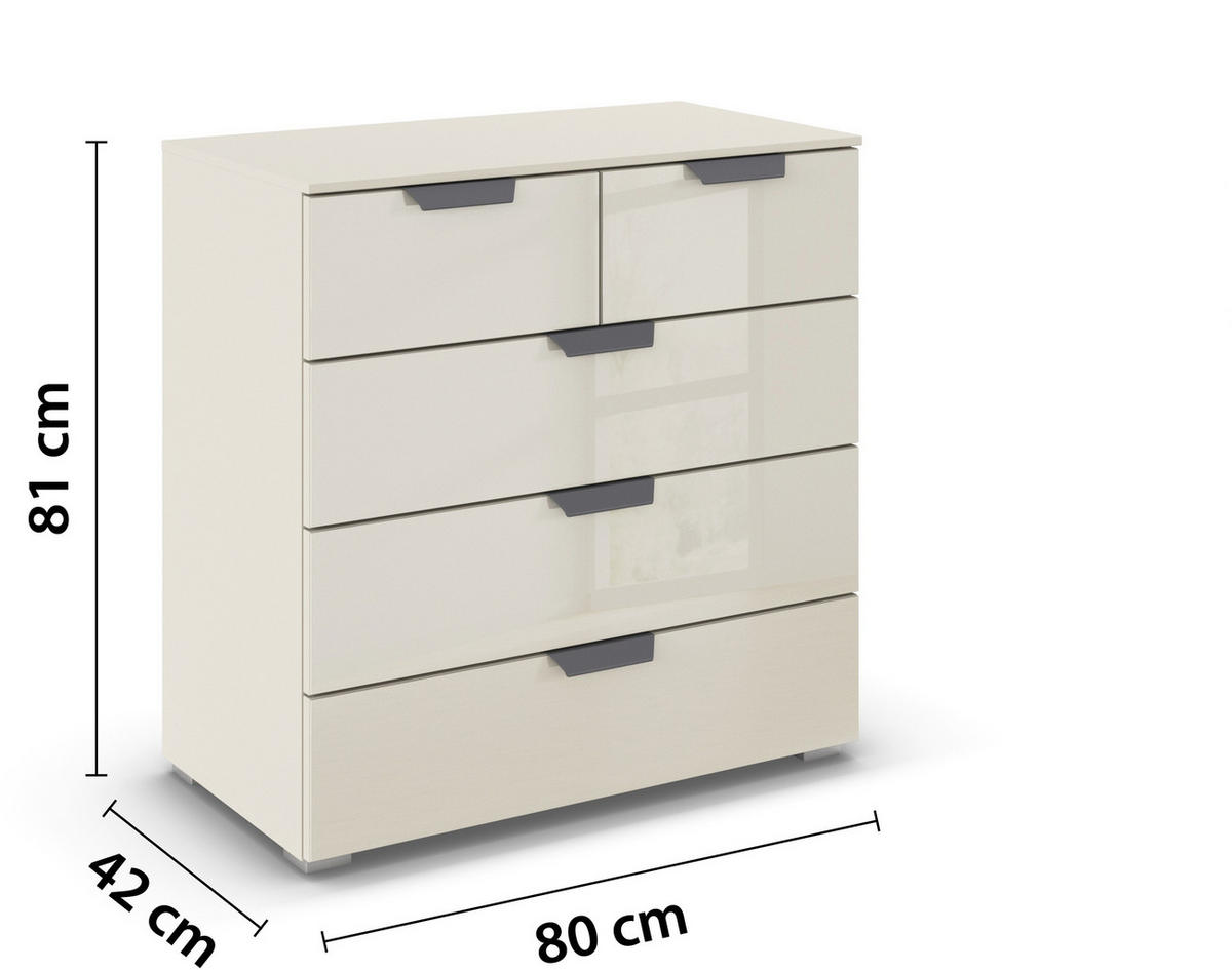KOMMODE  in 80/81/42 cm  - Champagner/Dunkelgrau, Design, Glas/Holzwerkstoff (80/81/42cm) - Carryhome