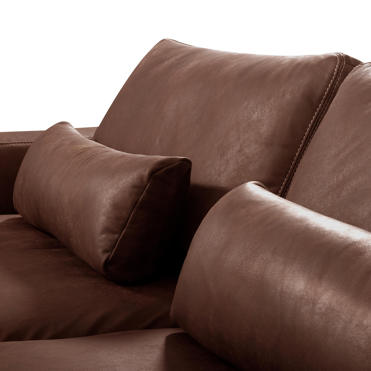 3-SITZER-SOFA  in Echtleder Braun   - Beige/Schwarz, Design, Leder/Kunststoff (300/85/123cm) - Livetastic