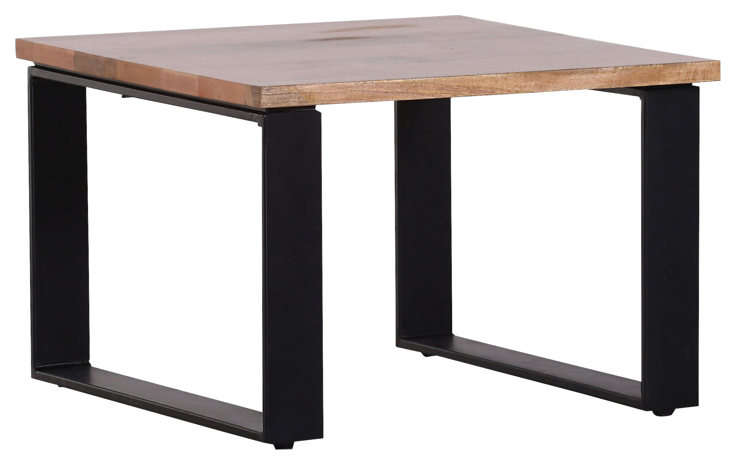 COUCHTISCH Mangoholz massiv 60/60/40 cm quadratisch Naturfarben  - Schwarz/Naturfarben, Trend, Holz/Metall (60/60/40cm) - Livetastic