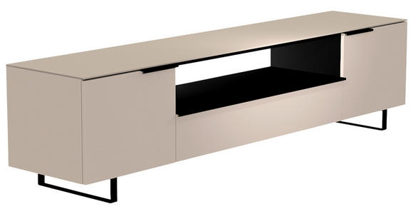 LOWBOARD  in 210/51/45 cm  - Sandfarben/Schwarz, Design, Glas/Holzwerkstoff (210/51/45cm) - Moderano