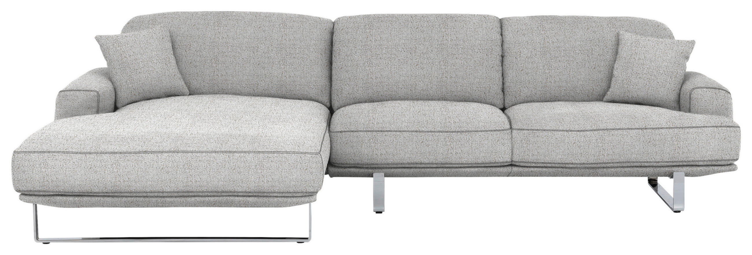 ECKSOFA in Flachgewebe Hellgrau  - Chromfarben/Hellgrau, Design, Textil/Metall (184/304cm) - Dieter Knoll