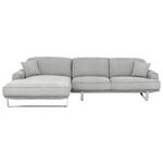 ECKSOFA in Flachgewebe Hellgrau  - Chromfarben/Hellgrau, Design, Textil/Metall (184/304cm) - Dieter Knoll