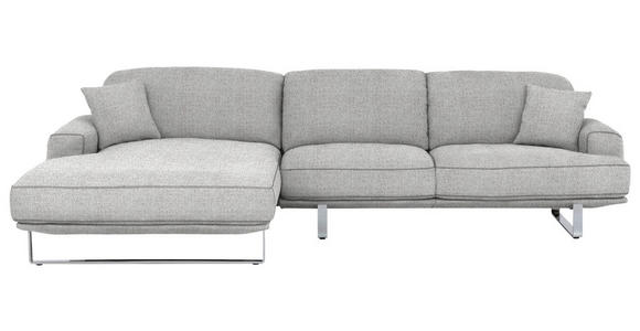 ECKSOFA in Flachgewebe Hellgrau  - Chromfarben/Hellgrau, Design, Textil/Metall (184/304cm) - Dieter Knoll