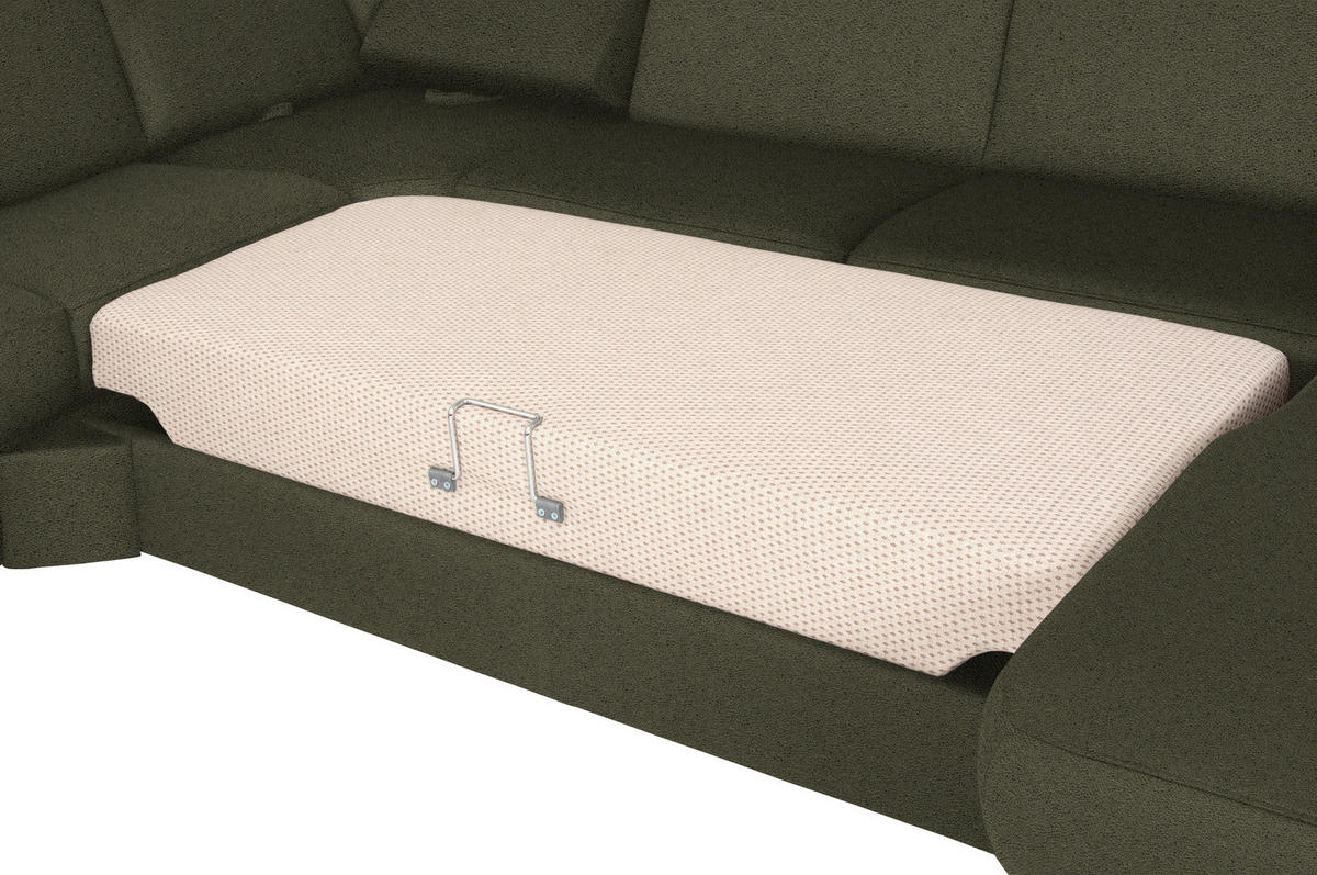 WOHNLANDSCHAFT in Flachgewebe Grün  - Chromfarben/Grün, Konventionell, Textil/Metall (240/330/163cm) - Beldomo System