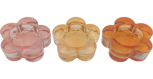 TEELICHTGLAS - Gelb/Rot, Basics, Glas (7/2,5cm) - Ambia Home