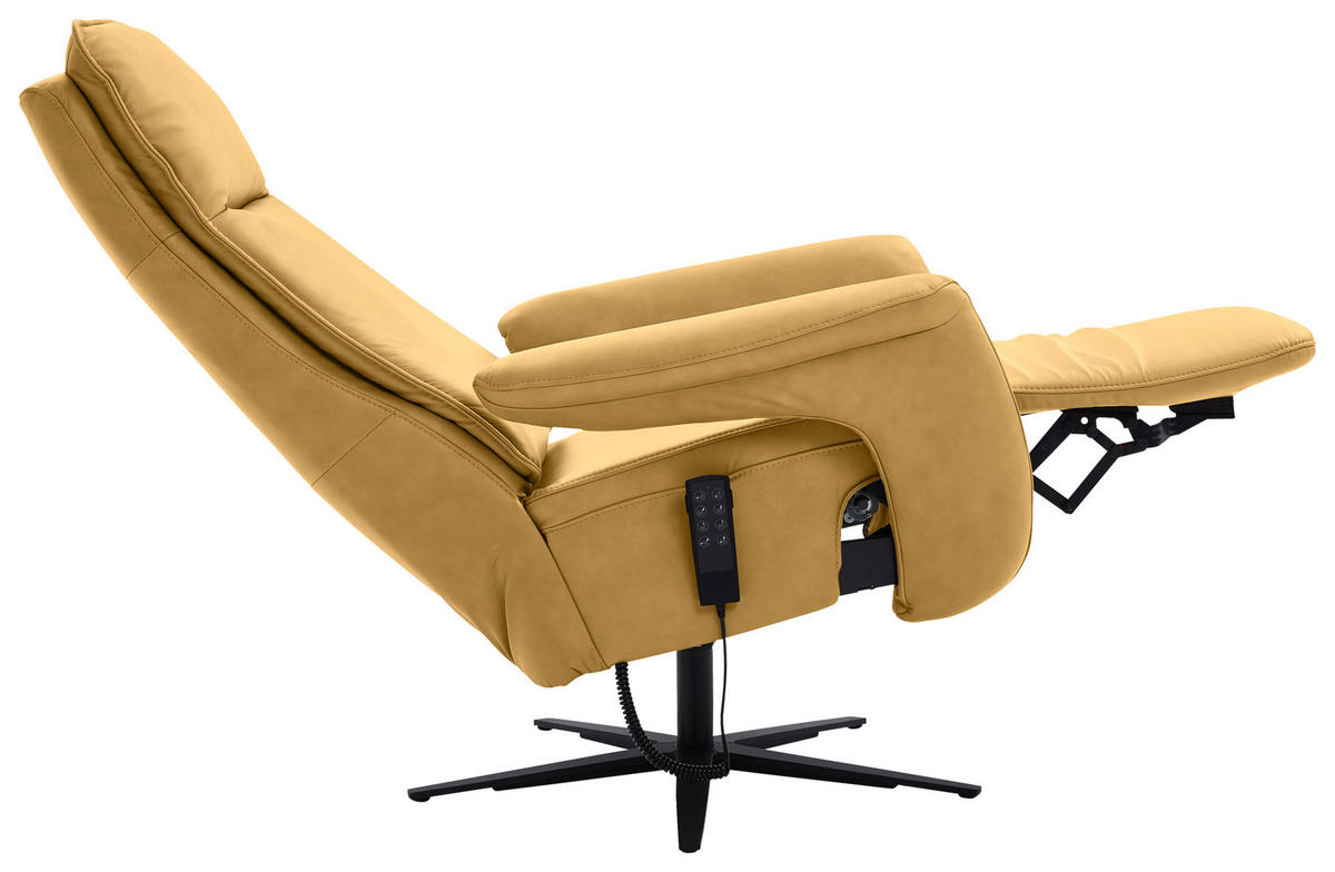 RELAXSESSEL in Leder Gelb  - Gelb/Schwarz, Design, Leder/Metall (83/123/87cm) - Valdera
