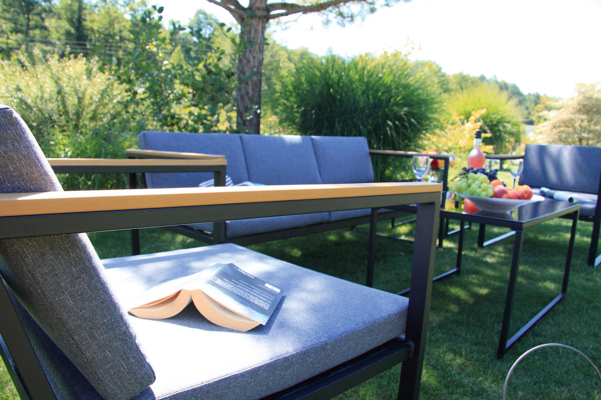 LOUNGEGARNITUR   Stahl  - Anthrazit, Basics, Textil/Metall - Acamp