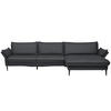 ECKSOFA in Echtleder Schieferfarben  - Schieferfarben/Schwarz, Design, Leder/Metall (334/172cm) - Valdera