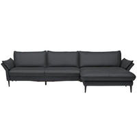 ECKSOFA in Echtleder Schieferfarben  - Schieferfarben/Schwarz, Design, Leder/Metall (334/172cm) - Valdera