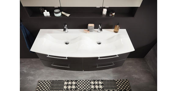 BADEZIMMER in 143,3 cm - Dunkelgrau/Weiß, Design, Glas/Holzwerkstoff (143,3cm) - Dieter Knoll