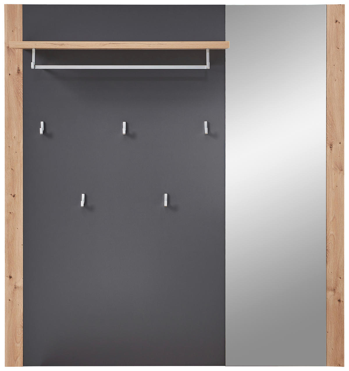 GARDEROBNI PANEL - barve grafita/hrast artisan, Design, steklo/leseni material (122/131/30cm) - Xora