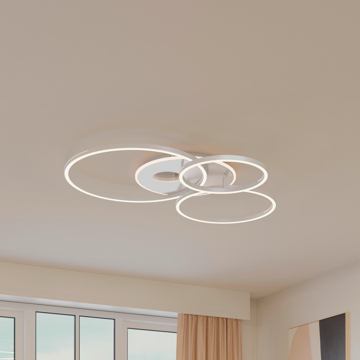 LED-DECKENLEUCHTE Oria 111/86/13 cm  - Nickelfarben, Design, Kunststoff/Metall (111/86/13cm) - Novel