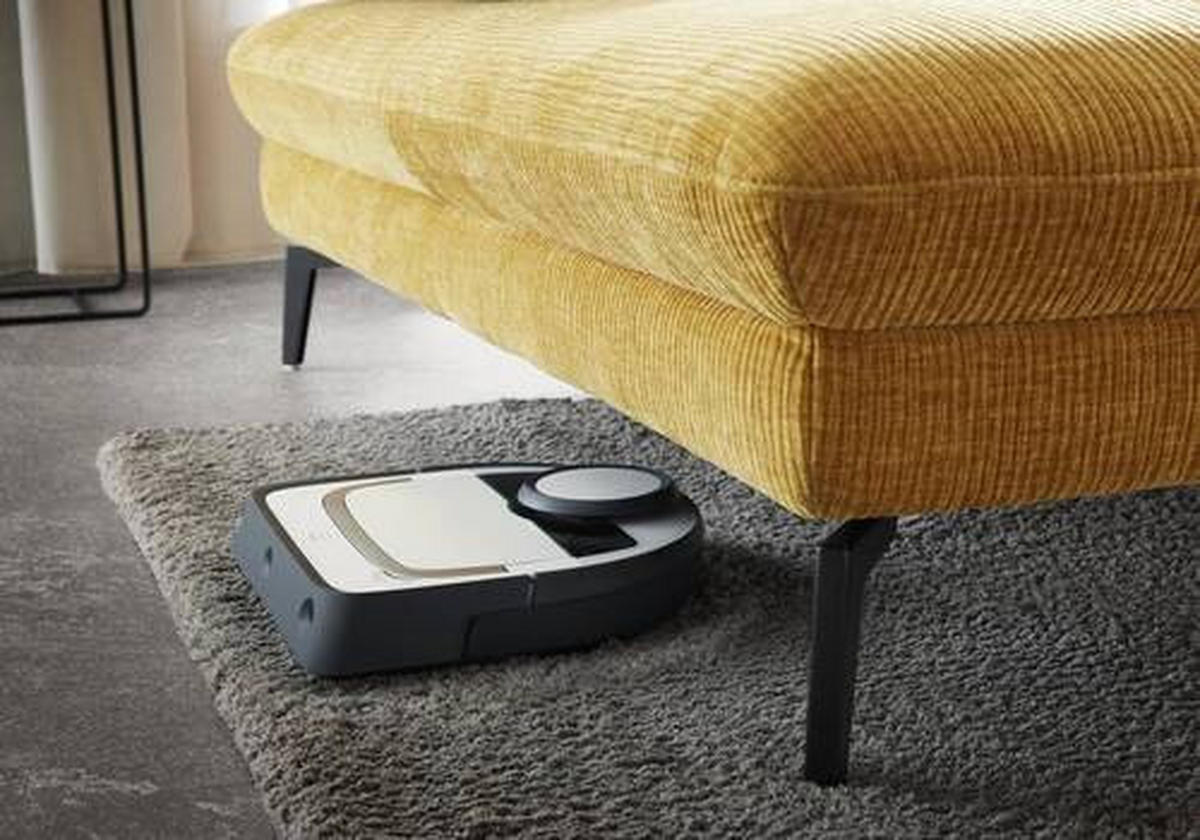 WOHNLANDSCHAFT in Webstoff Currygelb  - Currygelb/Schwarz, Design, Textil/Metall (157/354/208cm) - Dieter Knoll