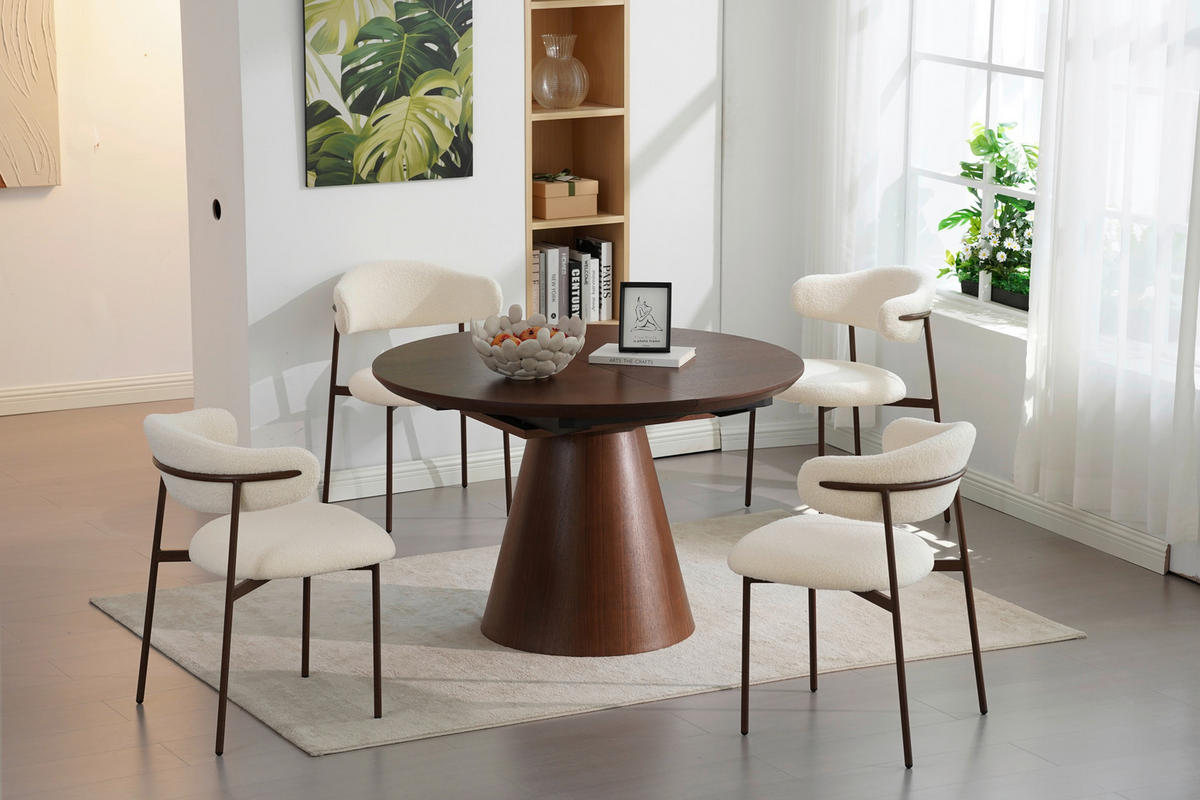 STUHL , , Teddystoff  - Walnussfarben/Weiß, MODERN, Holz/Textil (55/78/58cm) - MID.YOU