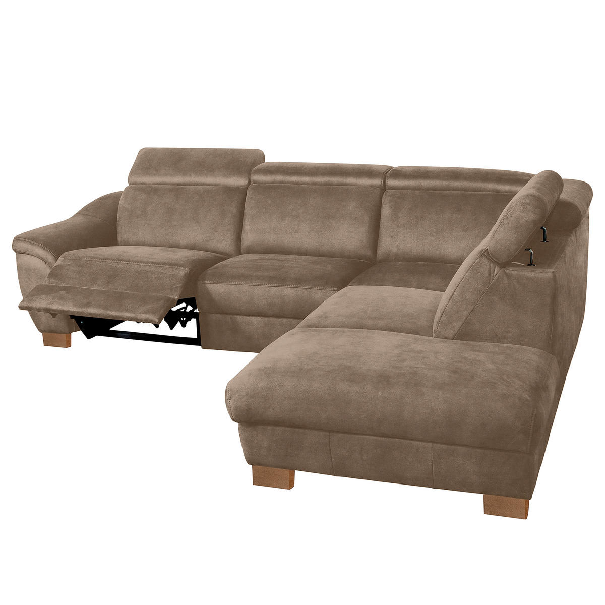 ECKSOFA Mikrofaser Braun  - Naturfarben/Braun, Design, Holz/Textil (276/238cm) - Livetastic