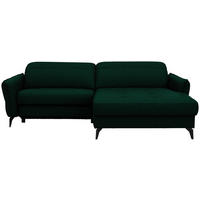 ECKSOFA MANTA Waldgrün Flachgewebe Bettkasten, Rücken echt, Relaxfunktion, Kopfteilverstellung  - Waldgrün/Schwarz, Design, Textil/Metall (246/175cm) - Celina