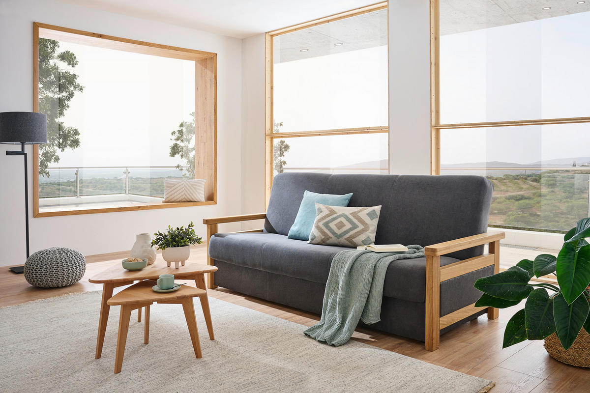 BÄDDSOFFA i grå  - grå, Klassisk, trä/textil (220/90/90cm) - Venda