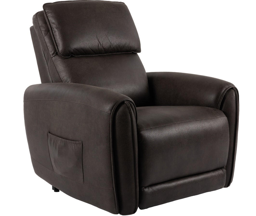 RELAXFÅTÖLJ i trä, metall, textil mörkbrun  - mörkbrun, Klassisk, metall/trä (105/91/97cm) - Best Price