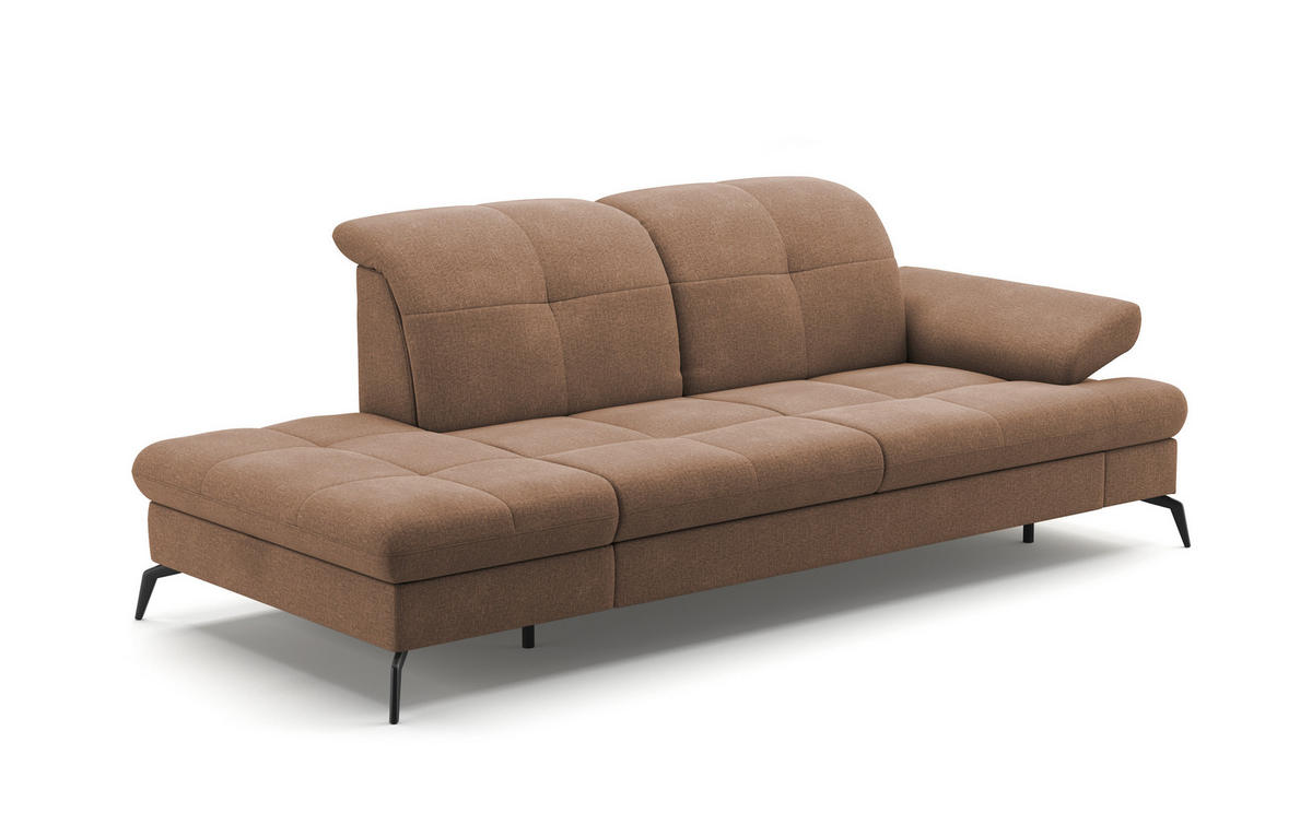 RÉCAMIERE in Flachgewebe Hellbraun  - Hellbraun/Schwarz, Konventionell, Textil/Metall (231/90/122cm) - Sit & More